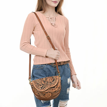 American Darling Small Crossbody Hand Tooled Genuine Leather Women Bag Western Handbag Purse|